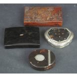 COLLECTION OF 19TH CENTURY TORTOISESHELL SNUFF BOXES of oval and rectangular form with yellow metal