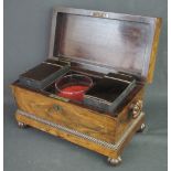 EARLY 19TH CENTURY ROSEWOOD TEA CADDY, of rectangular form,