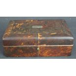 EARLY 19TH CENTURY TORTOISESHELL AND IVORY LADIES NEEDLEWORK BOX of rectangular form with white