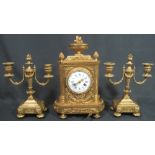 19TH CENTURY FRENCH ORMOLU CLOCK GARNITURE,