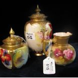 ROYAL WORCESTER PORCELAIN POT POURRI SHOULDERED VASE AND COVER of ovoid form,