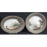 ROYAL WORCESTER PORCELAIN OVAL CABINET DISH depicting Llanstephan castle,