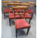 SET OF SIX VICTORIAN TRAFALGAR BACKED MAHOGANY DINING CHAIRS having single bars,