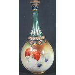 ROYAL WORCESTER PORCELAIN BOTTLE VASE, dated 1903 with fluted neck and strapwork moulded rims,