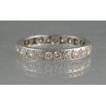 A DIAMOND FULL ETERNITY STYLE RING set with twenty five brilliant cut diamonds. Ring size Q.