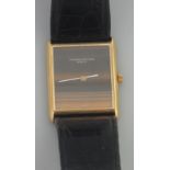 18CT GOLD 1970'S VACHERON & CONSTANTIN SWISS GENTLEMAN'S RECTANGULAR FACED DRESS WATCH having