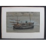 FREDERICK DONALD BLAKE (BRITISH 1908-1997), moored fishing boats with figures, signed,