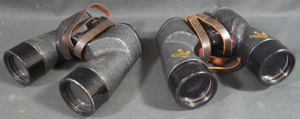TWO PAIRS OF SECOND WORLD WAR PERIOD CANADIAN 7 BY 57 CROSS 50 BINOCULARS each marked CJB.40.