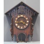 19TH CENTURY BAVARIAN GOTHIC DESIGN HANGING AUTOMATON CUCKOO CLOCK,