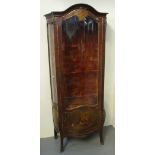 LATE 19TH/EARLY 20TH CENTURY FRENCH VERNIS MARTIN DESIGN SERPENTINE FRONTED WALNUT DISPLAY CABINET