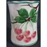 19TH CENTURY LLANELLY SHUFFLEBOTHAM POTTERY WAISTED VASE decorated with cherries and foliage,