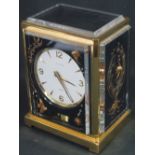 JAEGER LE COULTRE SWISS BLACK AQUARIUM 'MARINA' ATMOS CLOCK with gilt brass frame and lucite