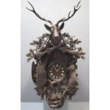 VERY LARGE LATE 19TH/EARLY 20TH CENTURY BAVARIAN OAK THREE TRAIN CUCKOO CLOCK overall heavily