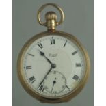 9CT GOLD OPEN FACED KEYLESS POCKET WATCH marked Limit,
