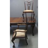 CHIPPENDALE STYLE MAHOGANY EXTENDING DINING TABLE having moulded top with gadroon edge standing on