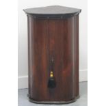 SMALL 19TH CENTURY ROSEWOOD BOW FRONTED HANGING BLIND CORNER CUPBOARD,