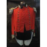 LATE 18TH/EARLY 19TH CENTURY MILITARY STYLE RED OFFICER'S TAILCOAT with silver epaulettes and