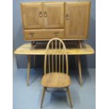 ERCOL LIGHT ELM AND BEECH SIX PIECE DINING SUITE comprising;