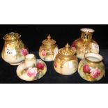 COLLECTION OF ROYAL WORCESTER PORCELAIN POT POURRI VASES AND PIERCED COVERS of mainly baluster form.