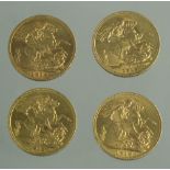 FOUR GEORGE V GOLD SOVEREIGNS, 1912 (2), 1913, 1914. (4) (B.P. 24% incl.
