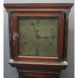 18TH CENTURY BRASS FACED 30 HR COTTAGE LONGCASE CLOCK marked Thomas Bennet Coggeshall,