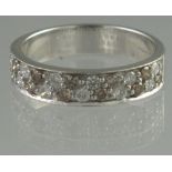 9CT WHITE GOLD HALF ETERNITY STYLE RING SET with white and cognac diamonds. Ring size N. Weight 3.