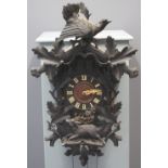 19TH CENTURY BAVARIAN DOUBLE AUTOMATON CUCKOO CLOCK the case overall with cuckoo and stag