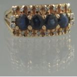 14CT GOLD SAPPHIRE AND DIAMOND RING.