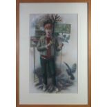 JOHN VIVIAN ROBERTS (WELSH 1923-2003), 'Tredegar budgerigar boy', pastels, 82 x 49cm approx. (B.P.