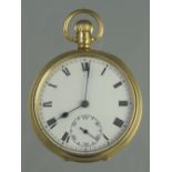 AN 18CT GOLD OPEN FACE POCKET WATCH.