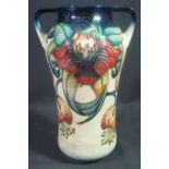 MOORCROFT ART POTTERY TUBE LINED 'ANNA LILY' TWO HANDLED VASE of waisted form.