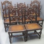 SET OF EIGHT YORKSHIRE STYLE OAK DINING CHAIRS to include;