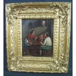 DUTCH SCHOOL (18TH/19TH CENTURY), figures in interiors playing board games, a pair, oils on metal.