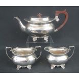 MID 20TH CENTURY SILVER THREE PIECE TEA SERVICE,