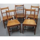 SET OF EIGHT 19TH CENTURY FRUIT WOOD BALL AND RAIL BACK COUNTRY KITCHEN FARMHOUSE CHAIRS having