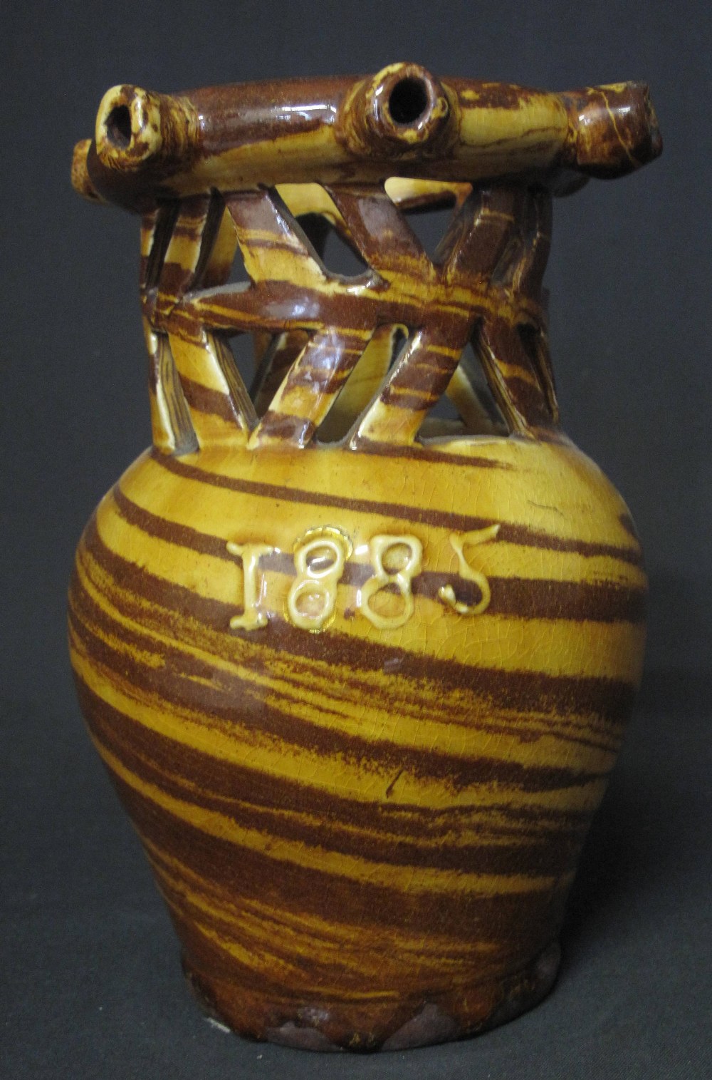 19TH CENTURY POTTERY TWO TONE BROWN GLAZ - Image 2 of 2