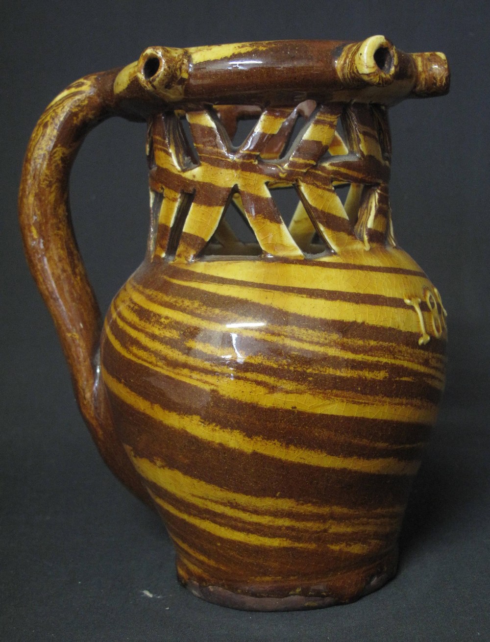 19TH CENTURY POTTERY TWO TONE BROWN GLAZ