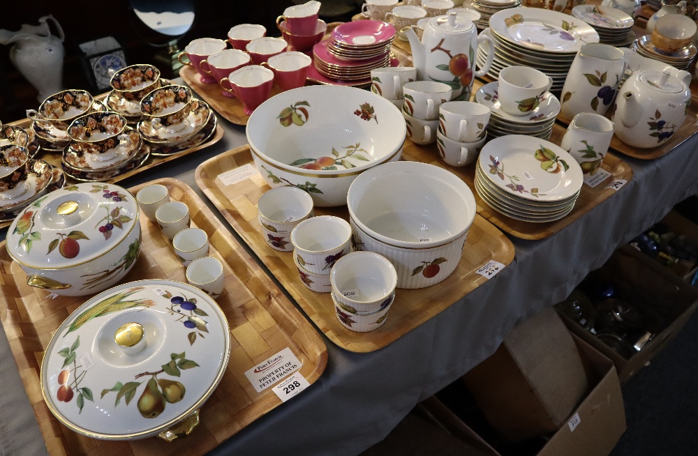 Four trays of Royal Worcester Evesham oven to table items to include; teapots, cups, saucers,