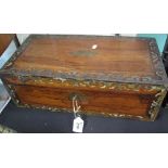 19th Century rosewood writing slope originally having brass inlays. (B.P. 24% incl.