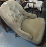 Late 19th/early 20th Century button back upholstered nursing chair. (B.P. 24% incl.