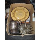 Box of assorted items to include; vintage fishing reels, modern floats and fishing lures,