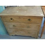 Early 20th Century pine straight front chest of three long drawers on bracket feet. (B.P. 24% incl.