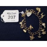 9ct gold charm bracelet. (B.P. 24% incl. VAT) CONDITION REPORT: Weight is 16.9g.
