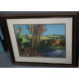Hassock, landscape with cottage, watercolours. 40 x 52cm approx. Framed and glazed. (B.P. 24% incl.