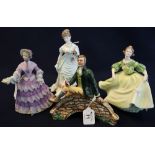 Four assorted bone china figures and figurines to include; Wedgwood 'The Great Exhibition',