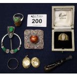 Collection of costume jewellery including; an agate handled seal. (B.P. 24% incl.