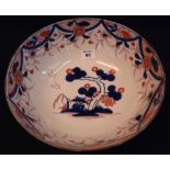 19th Century Staffordshire pottery bowl with overall Imari design oriental style decoration,