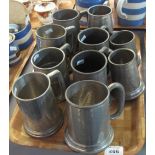 Tray of pewter tankards. (B.P. 24% incl.