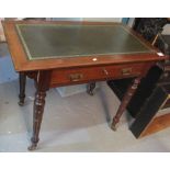 Edwardian mahogany writing table or desk with leather inset top,