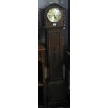 Early 20th Century oak three train grandmother clock with silvered face. (B.P. 24% incl.